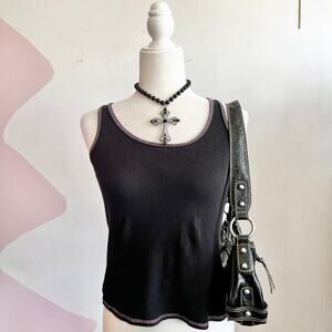 Vintage Y2K Black Tank Top Retro Minimalist Grunge 2000s Small